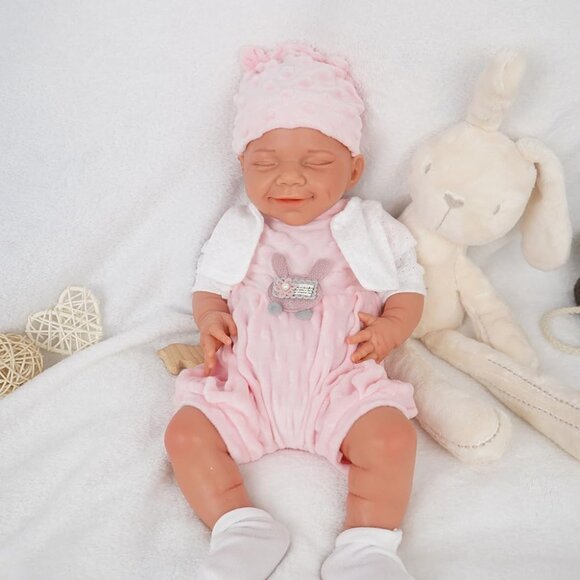 🆕18 Inch Realistic Full Body Silicone Reborn wheaten Baby Girl Sleeping Dolls - Picture 8 of 9